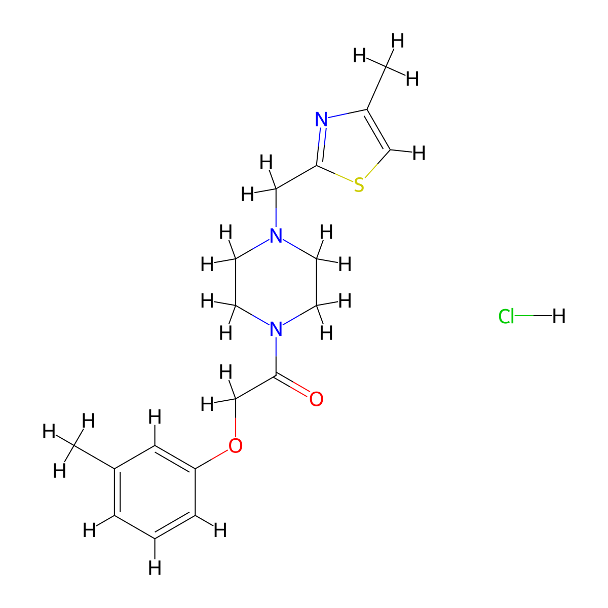 1-(4-((4-Methylthiazol-2-yl)methyl)piperazin-1-yl)-2-(m-tolyloxy)ethanone hydrochloride molecular structure, CAS 1331208-41-3