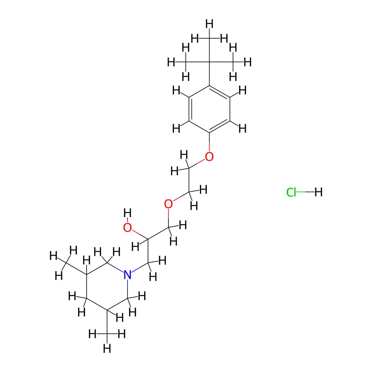 1-(2-(4-(Tert-butyl)phenoxy)ethoxy)-3-(3,5-dimethylpiperidin-1-yl)propan-2-ol hydrochloride molecular structure, CAS 1331209-41-6