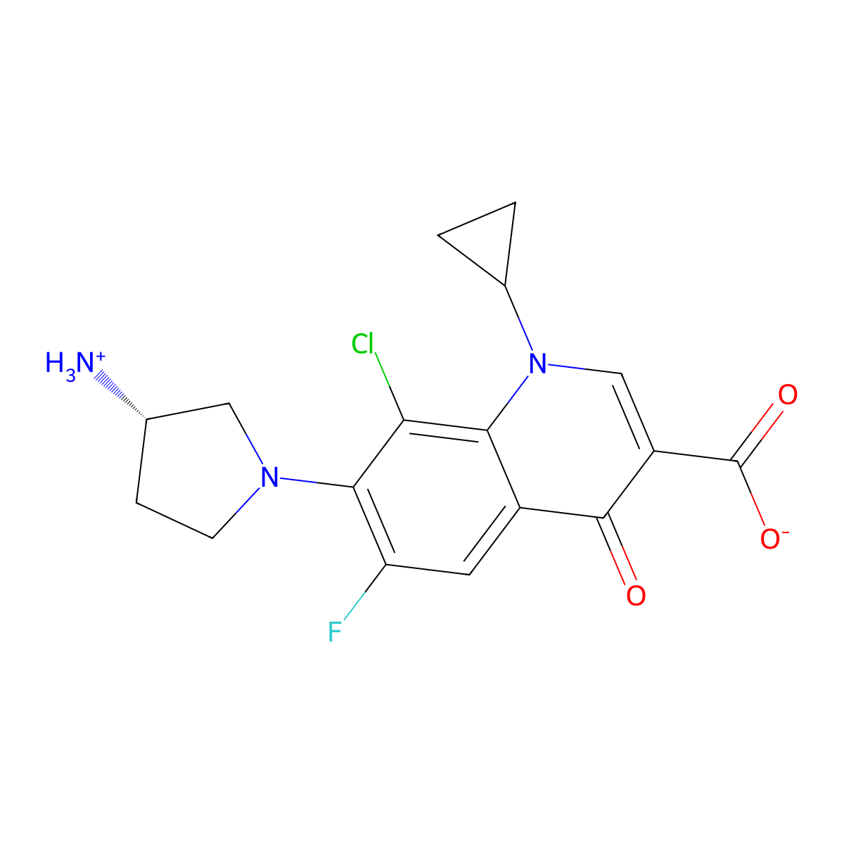 Clinafloxacin, (S)- molecular structure, CAS 133121-47-8