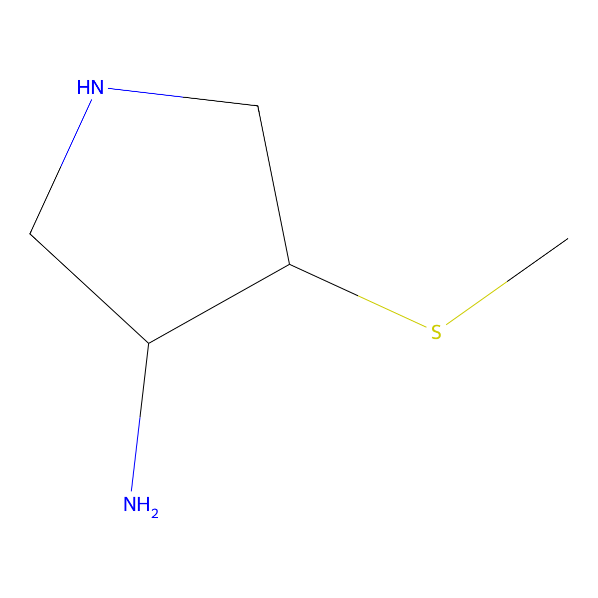 rac-(3R,4R)-4-(methylsulfanyl)pyrrolidin-3-amine molecular structure, CAS 133121-60-5