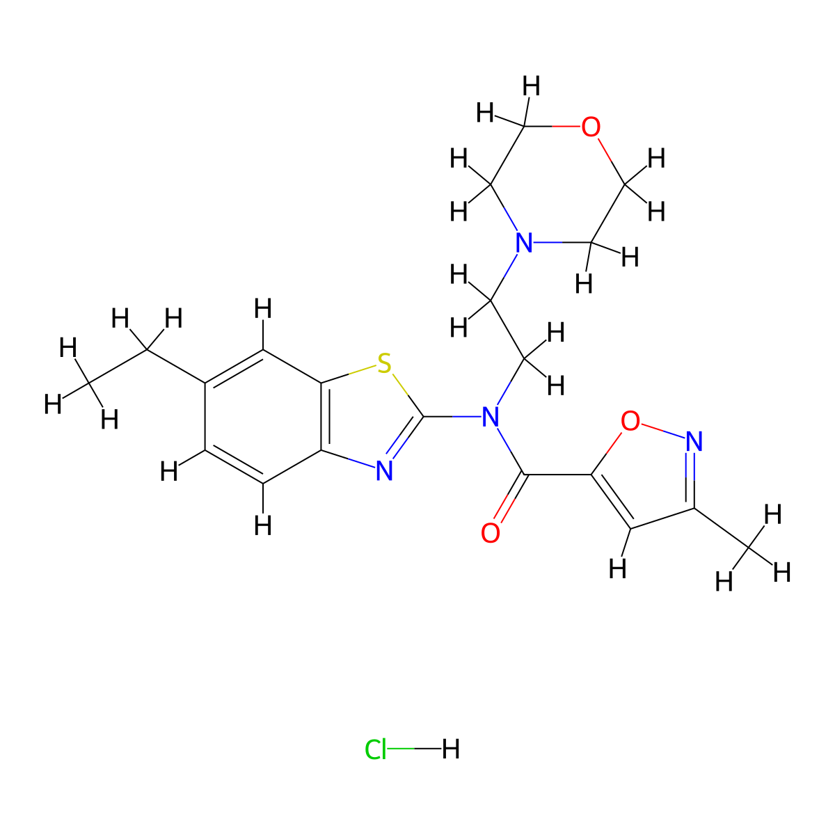 N-(6-ethylbenzo[d]thiazol-2-yl)-3-methyl-N-(2-morpholinoethyl)isoxazole-5-carboxamide hydrochloride molecular structure, CAS 1331210-60-6