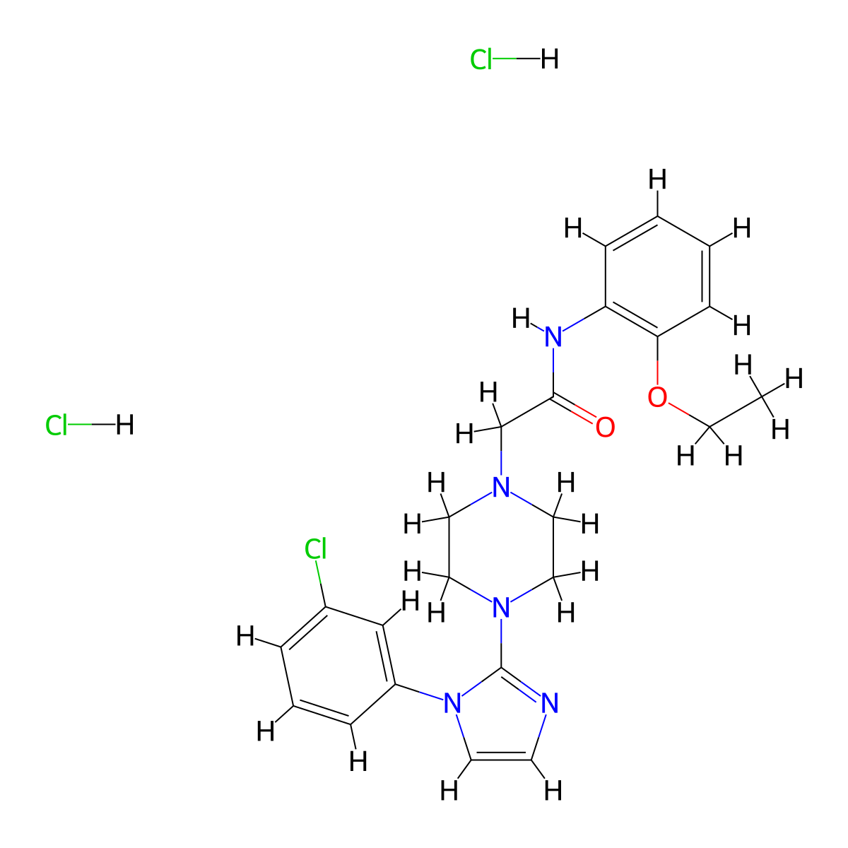 2-(4-(1-(3-chlorophenyl)-1H-imidazol-2-yl)piperazin-1-yl)-N-(2-ethoxyphenyl)acetamide dihydrochloride molecular structure, CAS 1331212-03-3
