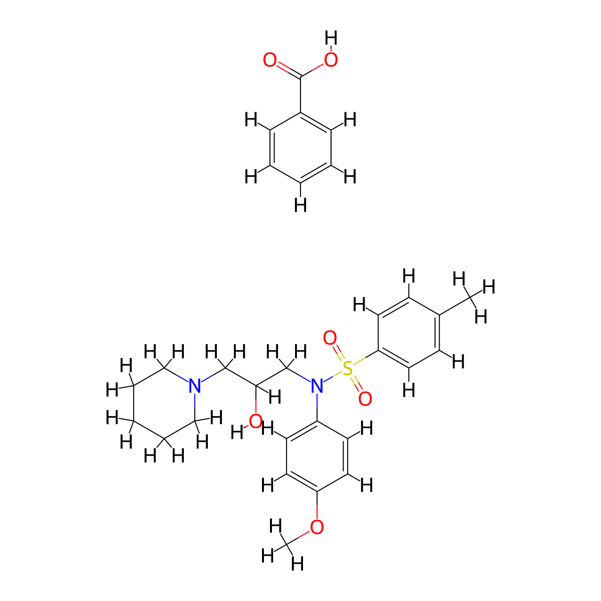 N-(2-hydroxy-3-(piperidin-1-yl)propyl)-N-(4-methoxyphenyl)-4-methylbenzenesulfonamide benzoate molecular structure, CAS 1331212-11-3