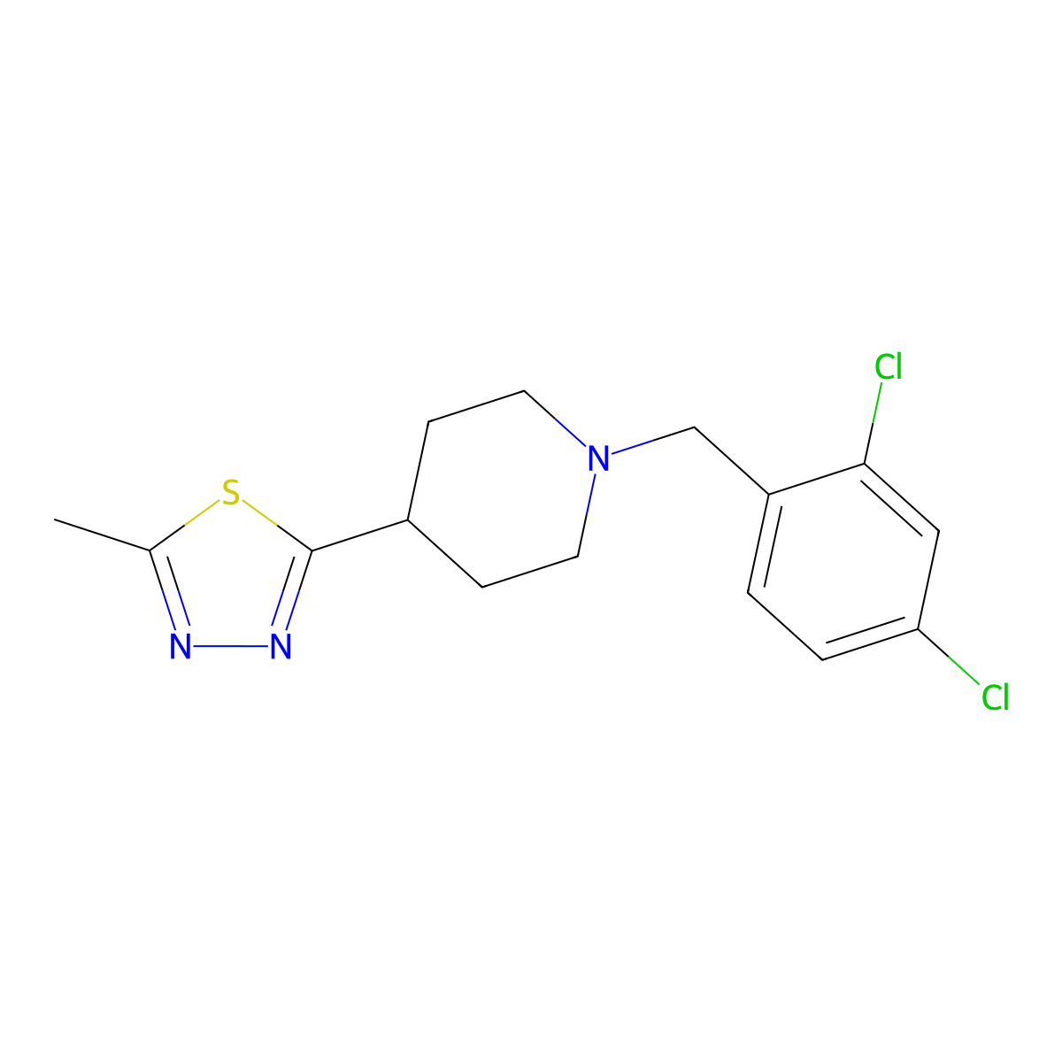 2-(1-(2,4-Dichlorobenzyl)piperidin-4-yl)-5-methyl-1,3,4-thiadiazole molecular structure, CAS 1331215-10-1