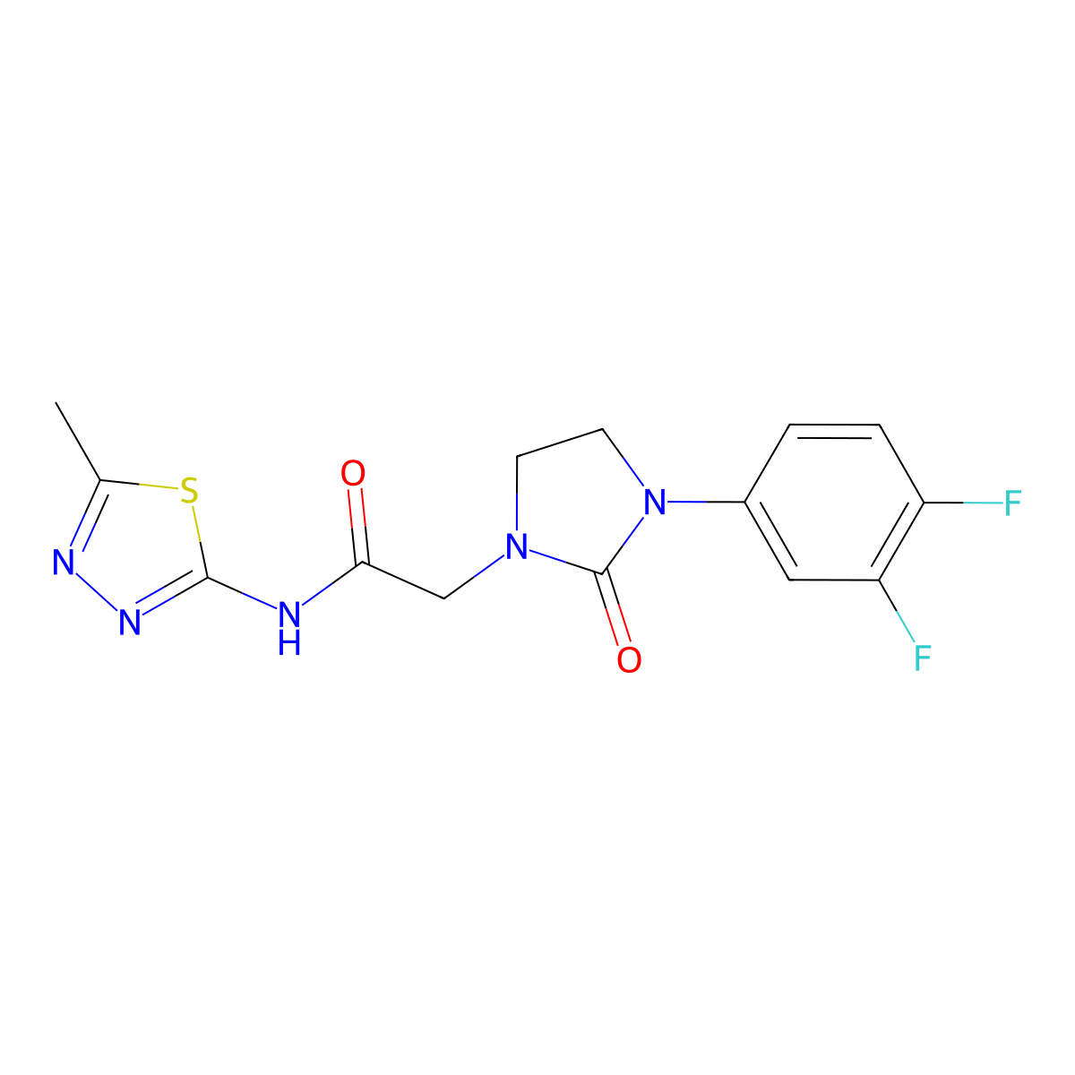 2-[3-(3,4-difluorophenyl)-2-oxoimidazolidin-1-yl]-N-(5-methyl-1,3,4-thiadiazol-2-yl)acetamide molecular structure, CAS 1331224-51-1