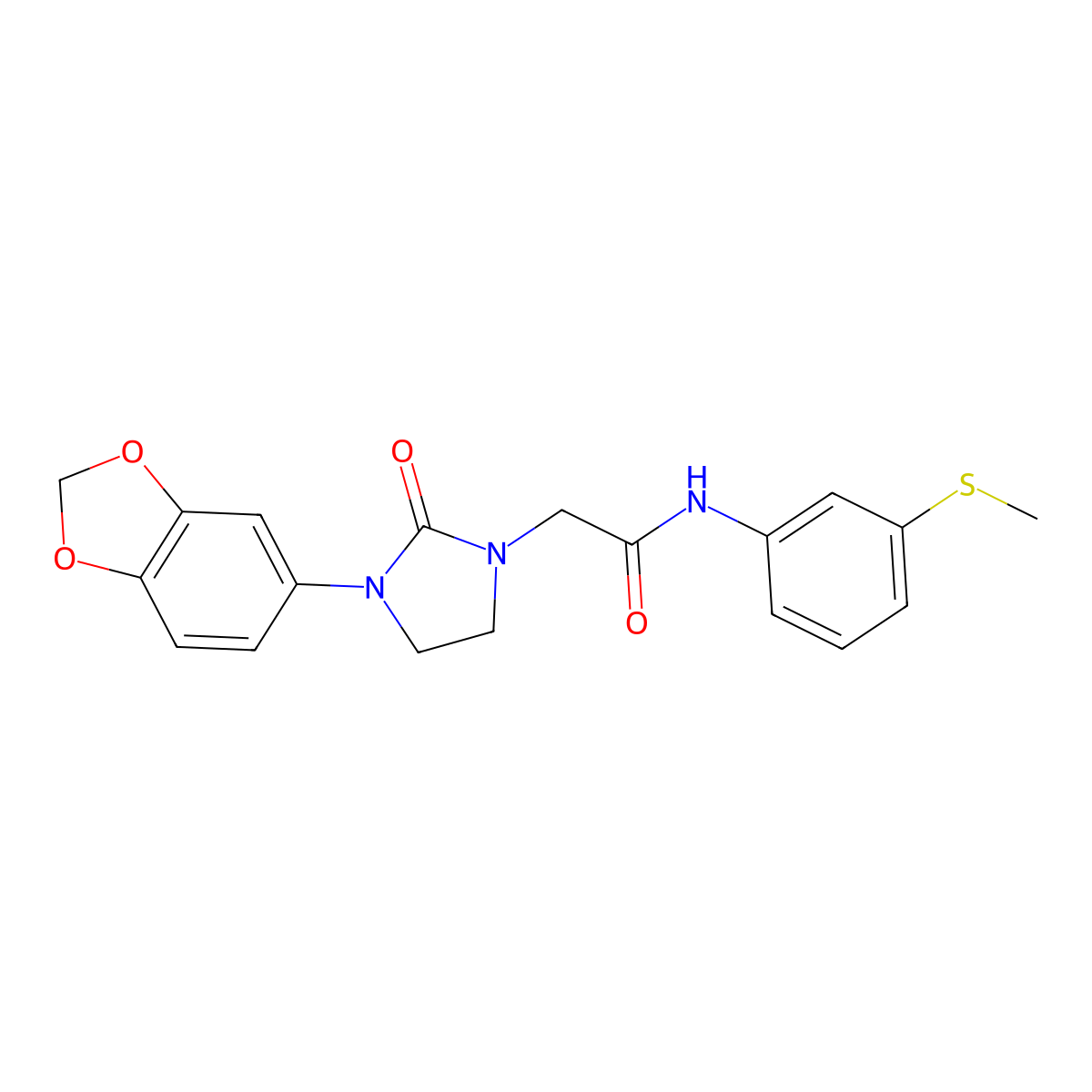 2-(3-(benzo[d][1,3]dioxol-5-yl)-2-oxoimidazolidin-1-yl)-N-(3-(methylthio)phenyl)acetamide molecular structure, CAS 1331224-57-7