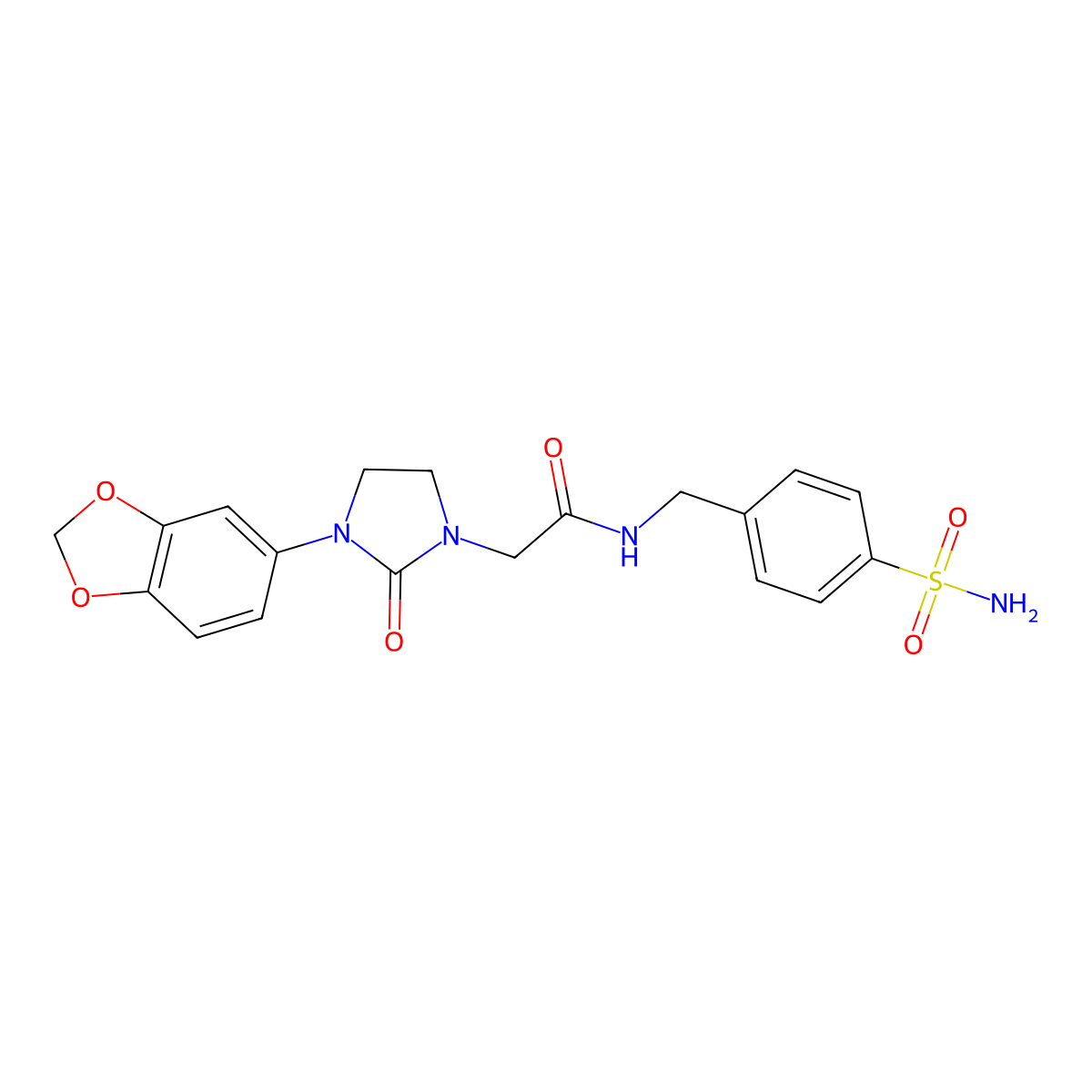 2-(3-(benzo[d][1,3]dioxol-5-yl)-2-oxoimidazolidin-1-yl)-N-(4-sulfamoylbenzyl)acetamide molecular structure, CAS 1331224-64-6