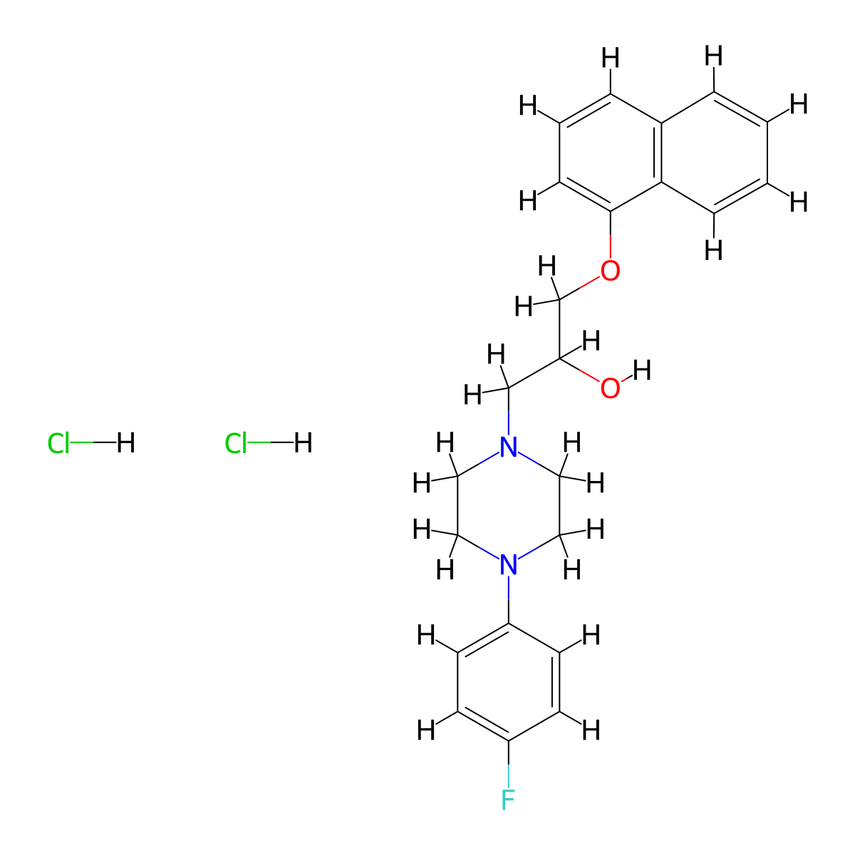 1-[4-(4-Fluorophenyl)piperazin-1-YL]-3-(naphthalen-1-yloxy)propan-2-OL dihydrochloride molecular structure, CAS 1331230-15-9