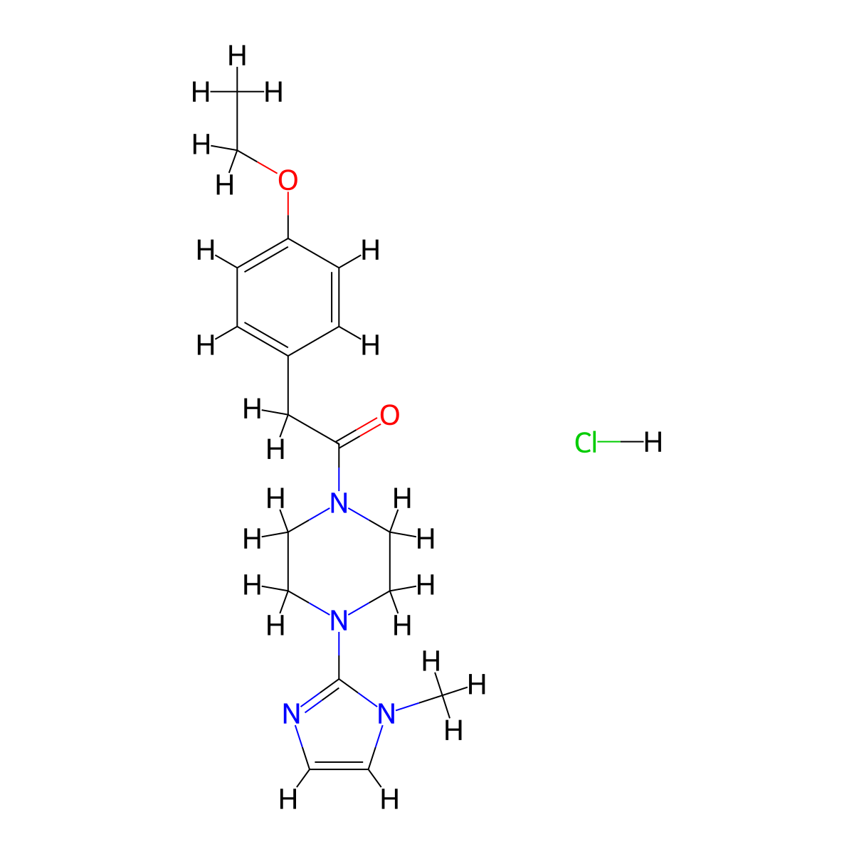 2-(4-ethoxyphenyl)-1-(4-(1-methyl-1H-imidazol-2-yl)piperazin-1-yl)ethanone hydrochloride molecular structure, CAS 1331235-08-5