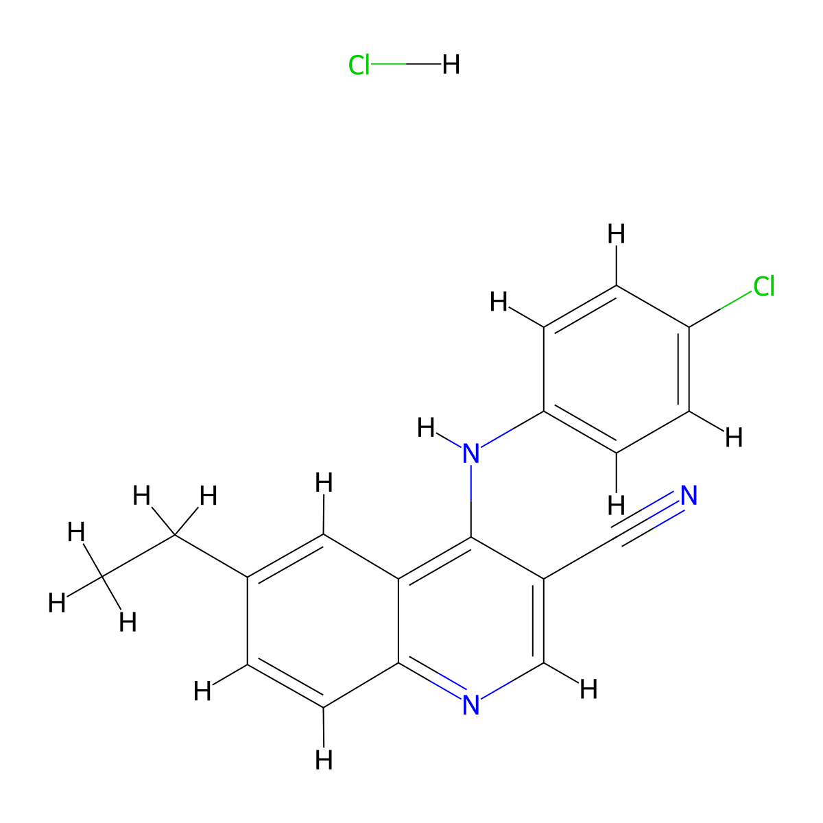 4-((4-Chlorophenyl)amino)-6-ethylquinoline-3-carbonitrile hydrochloride molecular structure, CAS 1331239-16-7