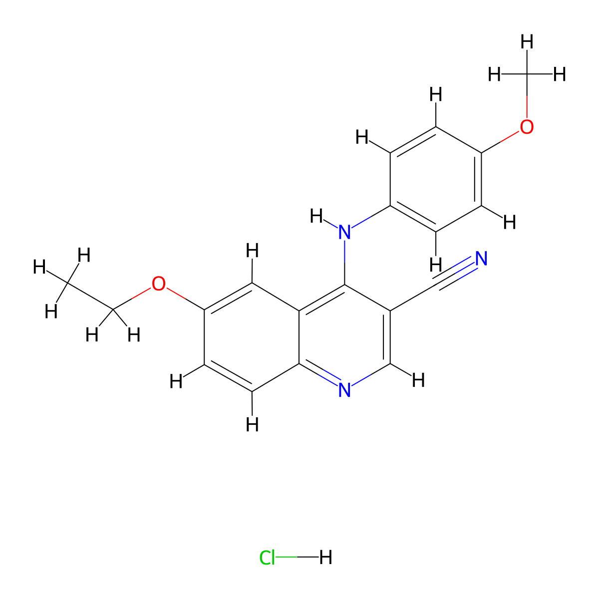 6-Ethoxy-4-[(4-methoxyphenyl)amino]quinoline-3-carbonitrile hydrochloride molecular structure, CAS 1331239-22-5