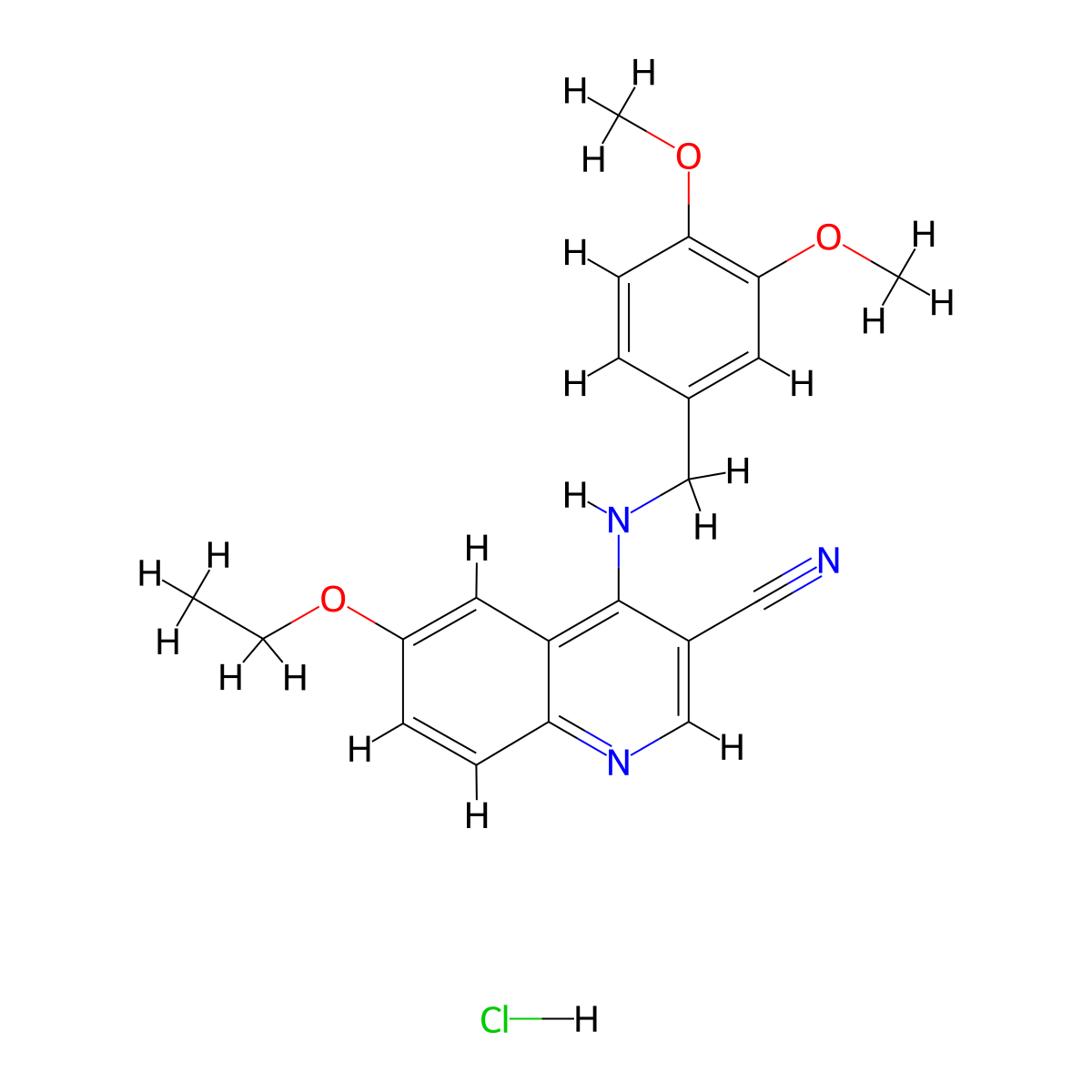 4-((3,4-Dimethoxybenzyl)amino)-6-ethoxyquinoline-3-carbonitrile hydrochloride molecular structure, CAS 1331239-74-7