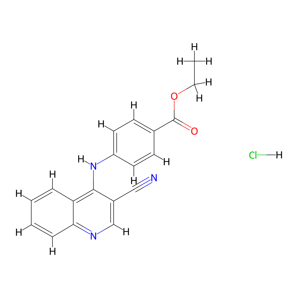 Ethyl 4-[(3-cyanoquinolin-4-YL)amino]benzoate hydrochloride molecular structure, CAS 1331250-51-1