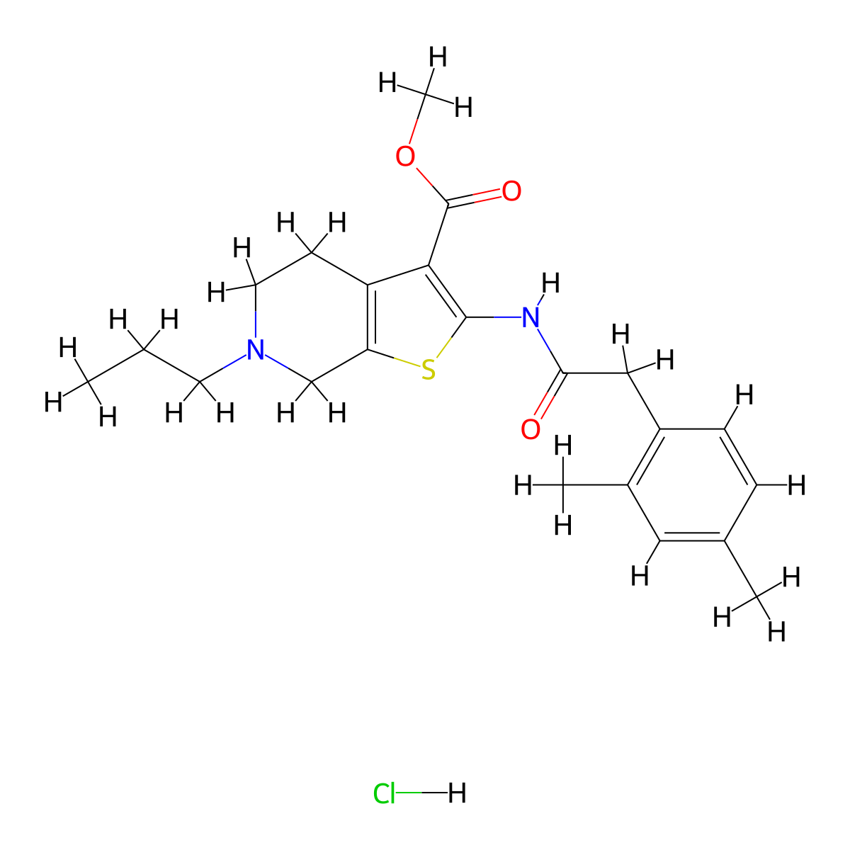 Methyl 2-(2-(2,4-dimethylphenyl)acetamido)-6-propyl-4,5,6,7-tetrahydrothieno[2,3-c]pyridine-3-carboxylate hydrochloride molecular structure, CAS 1331250-62-4