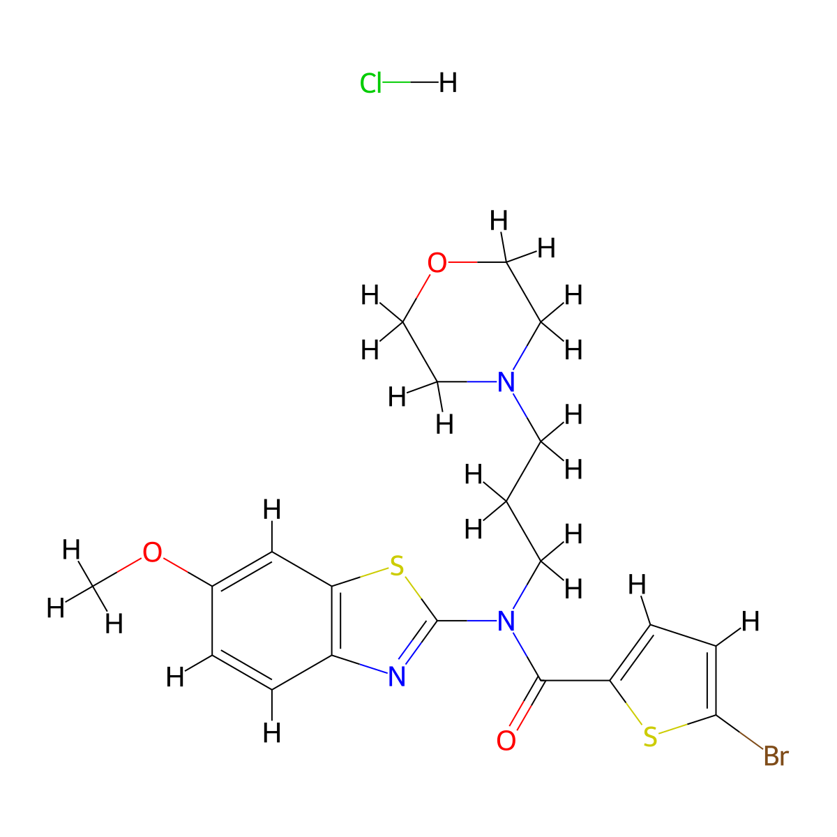 5-bromo-N-(6-methoxybenzo[d]thiazol-2-yl)-N-(3-morpholinopropyl)thiophene-2-carboxamide hydrochloride molecular structure, CAS 1331252-29-9