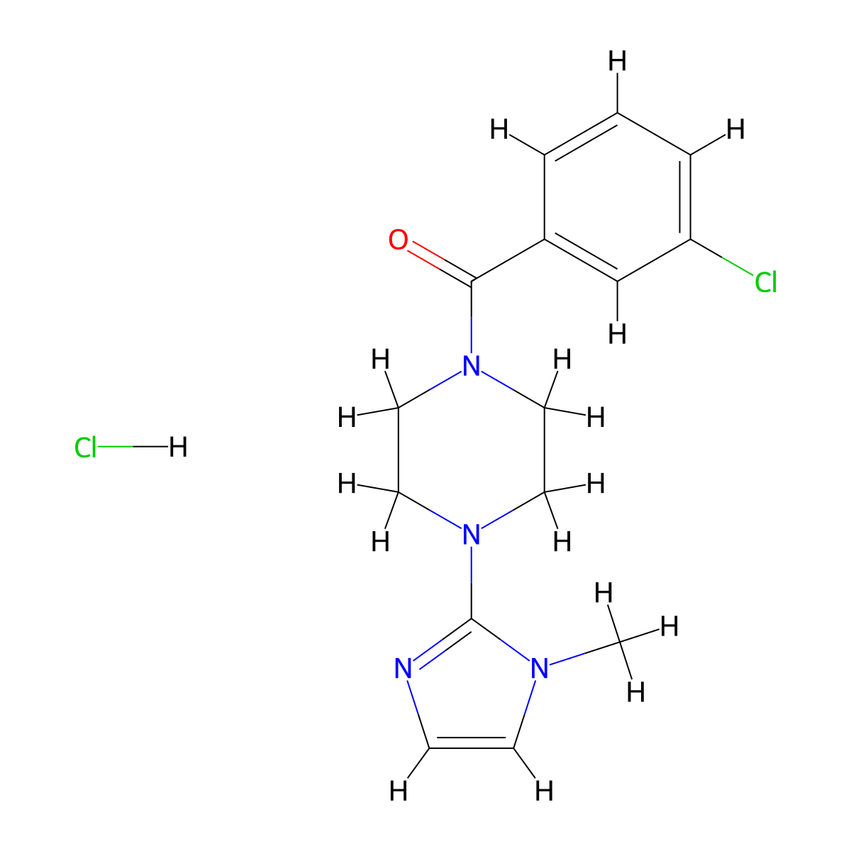 (3-chlorophenyl)(4-(1-methyl-1H-imidazol-2-yl)piperazin-1-yl)methanone hydrochloride molecular structure, CAS 1331254-93-3