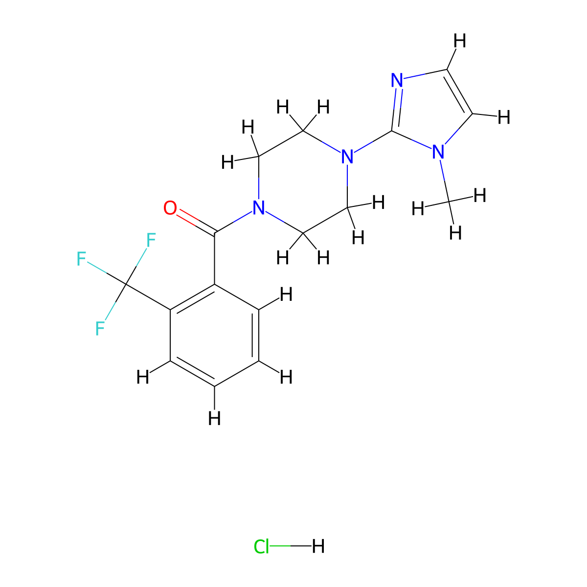 (4-(1-methyl-1H-imidazol-2-yl)piperazin-1-yl)(2-(trifluoromethyl)phenyl)methanone hydrochloride molecular structure, CAS 1331254-98-8