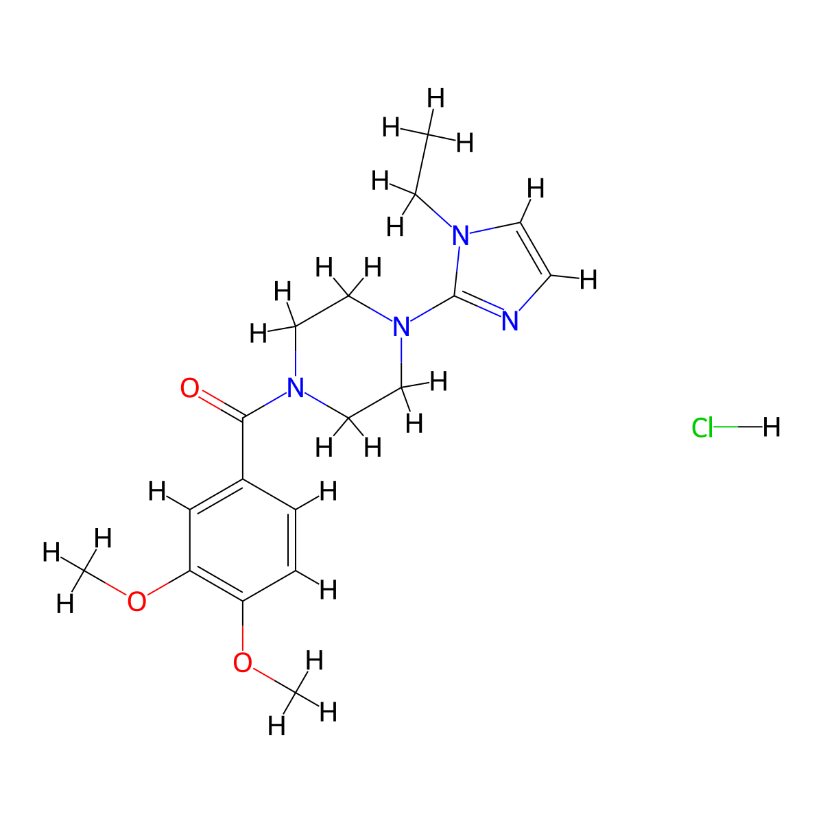 (3,4-dimethoxyphenyl)(4-(1-ethyl-1H-imidazol-2-yl)piperazin-1-yl)methanone hydrochloride molecular structure, CAS 1331255-18-5