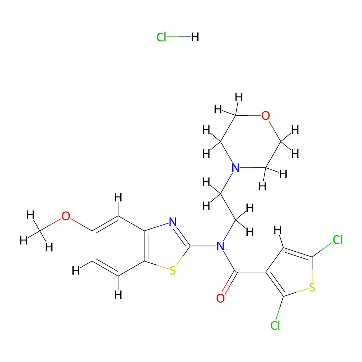 2,5-dichloro-N-(5-methoxybenzo[d]thiazol-2-yl)-N-(2-morpholinoethyl)thiophene-3-carboxamide hydrochloride molecular structure, CAS 1331258-65-1
