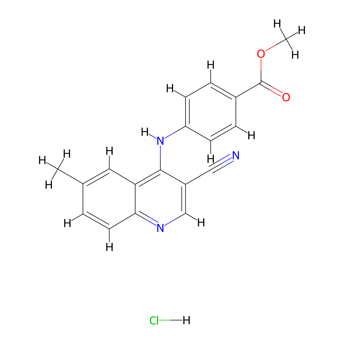 Methyl 4-[(3-cyano-6-methylquinolin-4-YL)amino]benzoate hydrochloride molecular structure, CAS 1331266-16-0