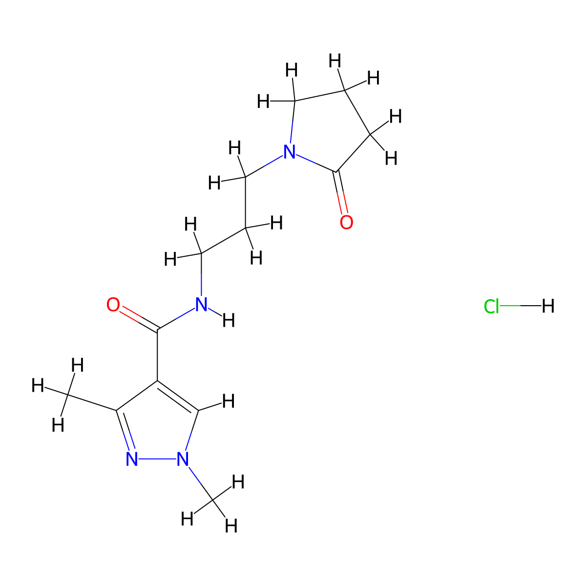 1,3-dimethyl-N-[3-(2-oxopyrrolidin-1-yl)propyl]-1H-pyrazole-4-carboxamide hydrochloride molecular structure, CAS 1331266-39-7
