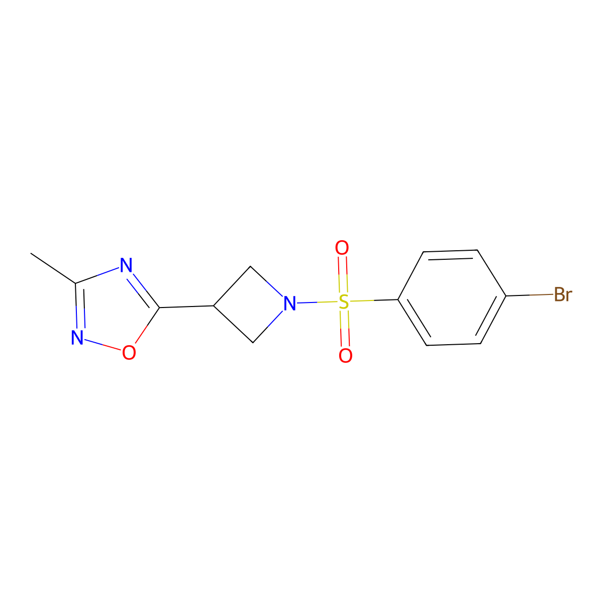 5-(1-((4-Bromophenyl)sulfonyl)azetidin-3-yl)-3-methyl-1,2,4-oxadiazole molecular structure, CAS 1331267-31-2
