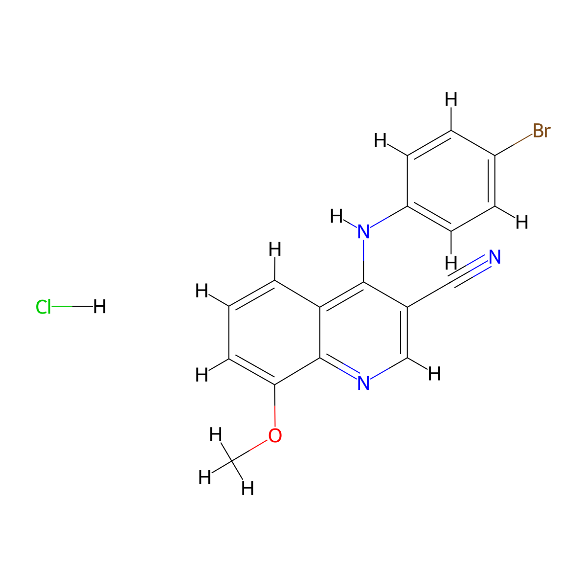 4-((4-Bromophenyl)amino)-8-methoxyquinoline-3-carbonitrile hydrochloride molecular structure, CAS 1331270-18-8