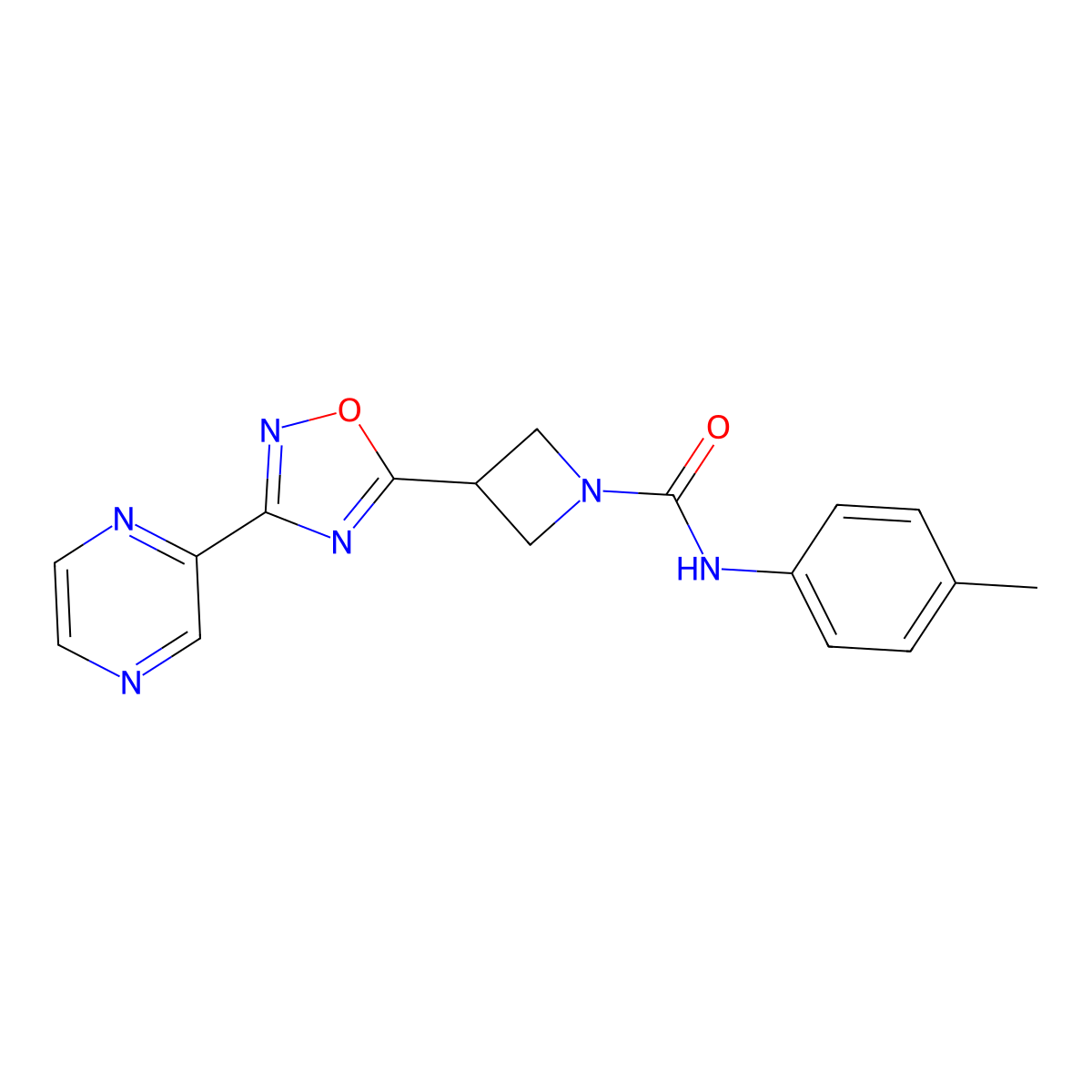 3-(3-(pyrazin-2-yl)-1,2,4-oxadiazol-5-yl)-N-(p-tolyl)azetidine-1-carboxamide molecular structure, CAS 1331270-79-1