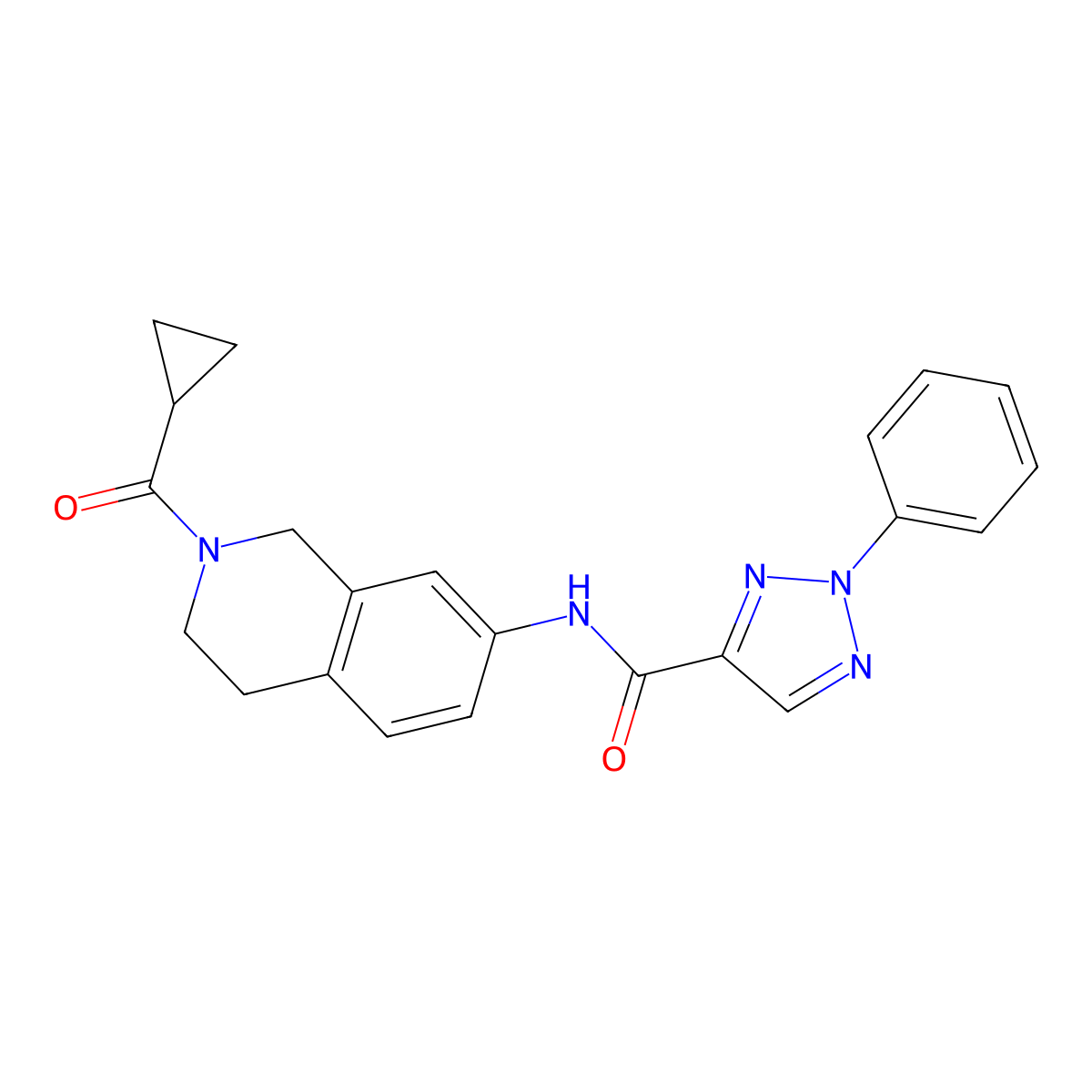 N-(2-(cyclopropanecarbonyl)-1,2,3,4-tetrahydroisoquinolin-7-yl)-2-phenyl-2H-1,2,3-triazole-4-carboxamide molecular structure, CAS 1331278-86-4