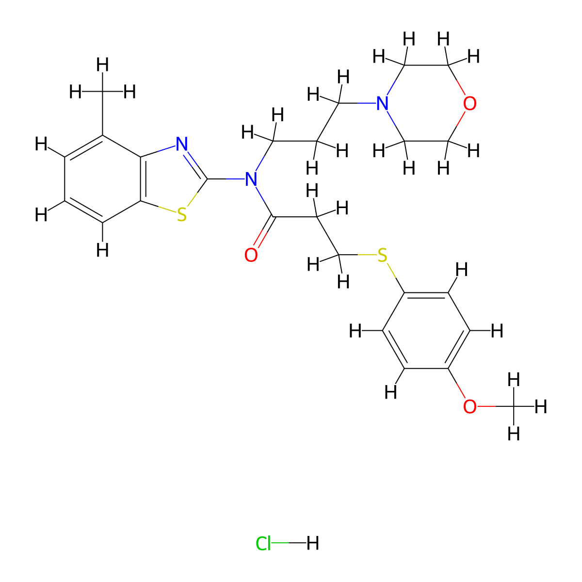 3-((4-methoxyphenyl)thio)-N-(4-methylbenzo[d]thiazol-2-yl)-N-(3-morpholinopropyl)propanamide hydrochloride molecular structure, CAS 1331287-35-4