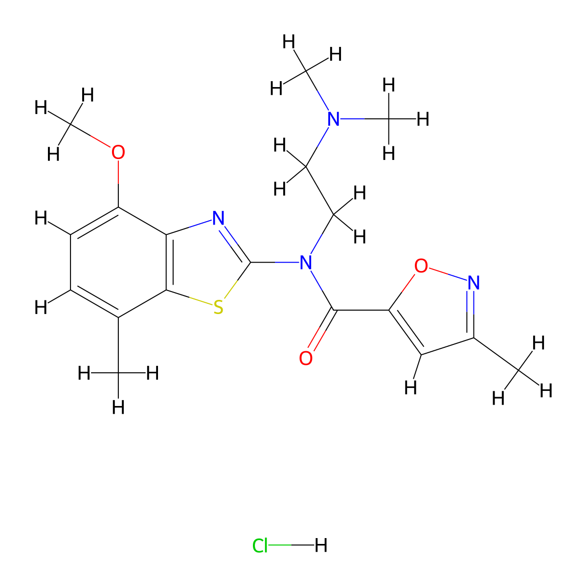 N-(2-(dimethylamino)ethyl)-N-(4-methoxy-7-methylbenzo[d]thiazol-2-yl)-3-methylisoxazole-5-carboxamide hydrochloride molecular structure, CAS 1331302-11-4