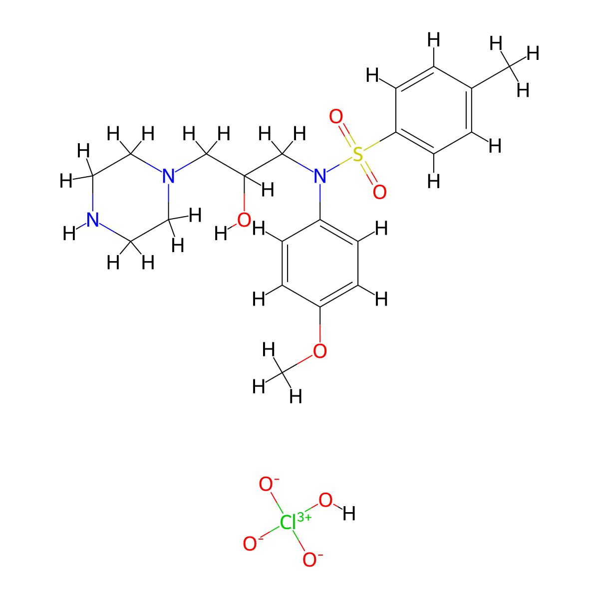 N-(2-hydroxy-3-(piperazin-1-yl)propyl)-N-(4-methoxyphenyl)-4-methylbenzenesulfonamide perchlorate molecular structure, CAS 1331304-13-2
