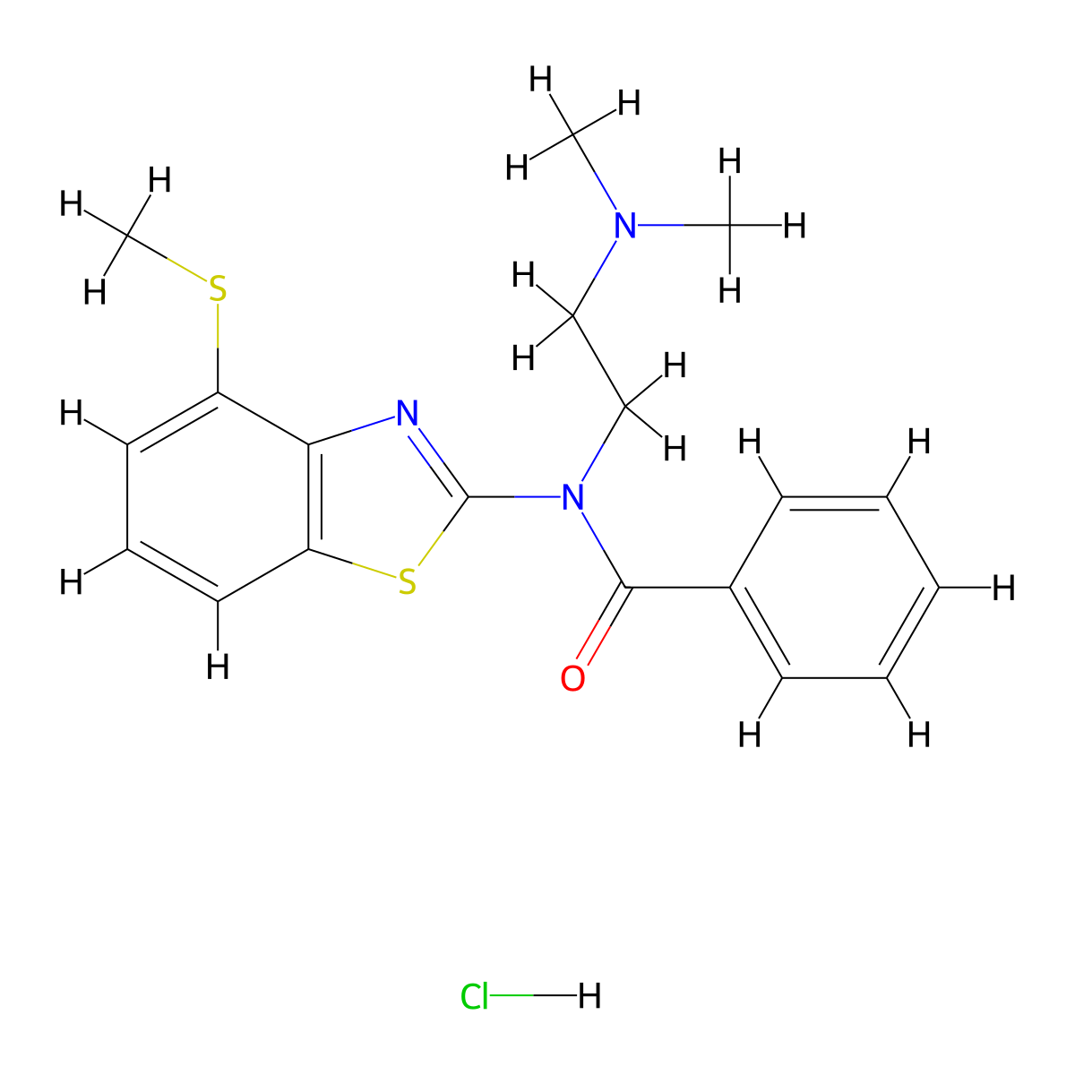 N-(2-(dimethylamino)ethyl)-N-(4-(methylthio)benzo[d]thiazol-2-yl)benzamide hydrochloride molecular structure, CAS 1331313-95-1