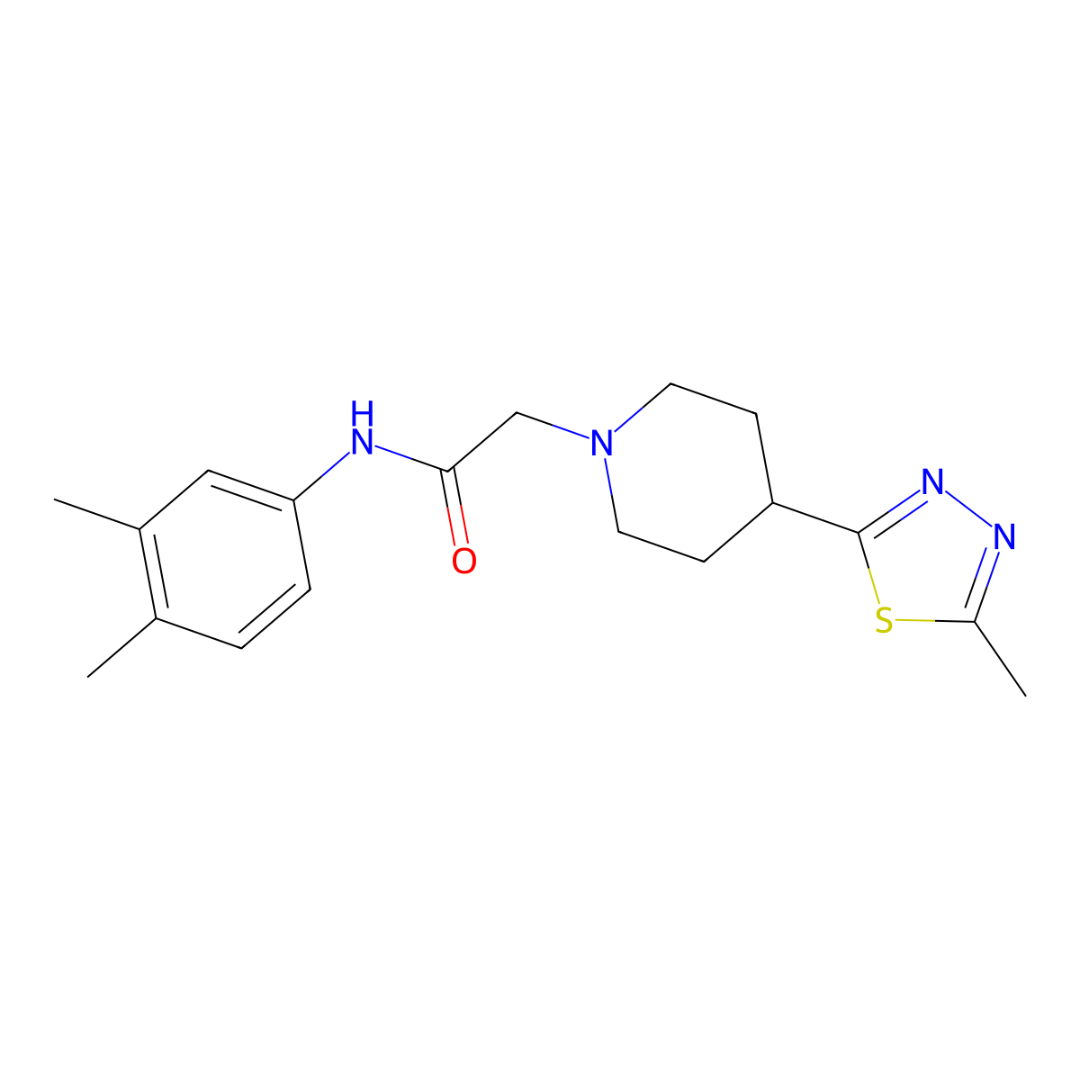 N-(3,4-dimethylphenyl)-2-[4-(5-methyl-1,3,4-thiadiazol-2-yl)piperidin-1-yl]acetamide molecular structure, CAS 1331320-28-5