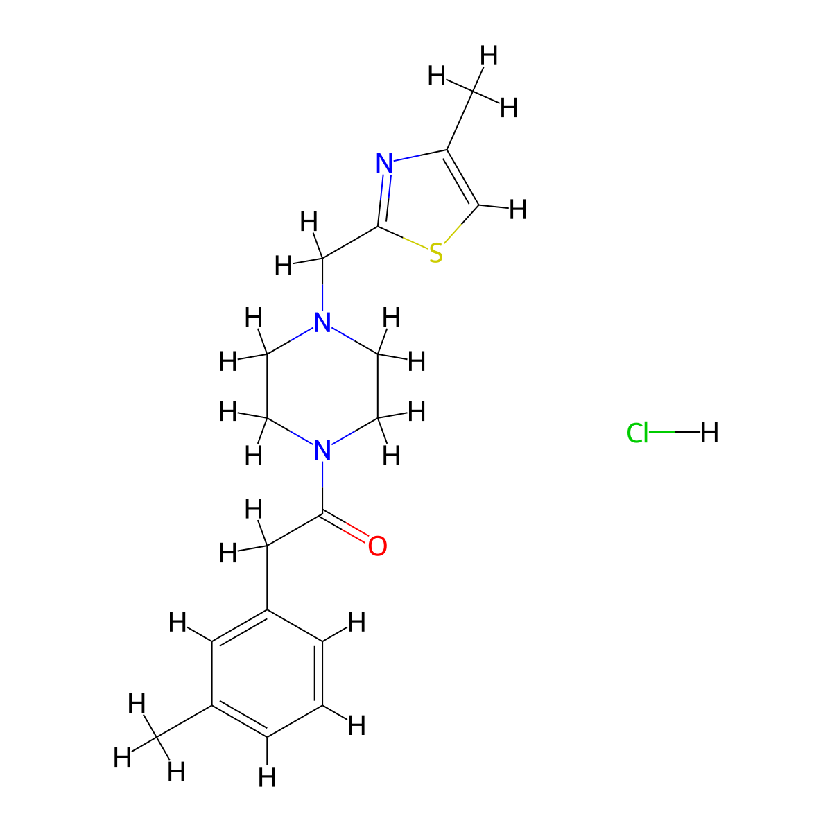1-(4-((4-Methylthiazol-2-yl)methyl)piperazin-1-yl)-2-(m-tolyl)ethanone hydrochloride molecular structure, CAS 1331323-25-1