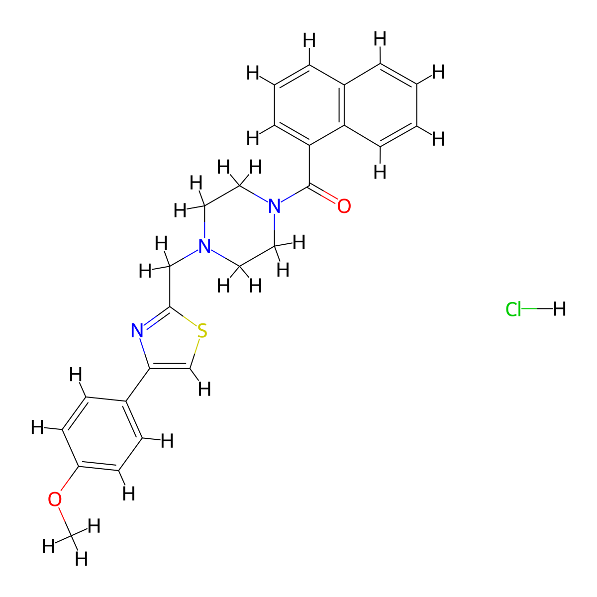 (4-((4-(4-Methoxyphenyl)thiazol-2-yl)methyl)piperazin-1-yl)(naphthalen-1-yl)methanone hydrochloride molecular structure, CAS 1331323-99-9