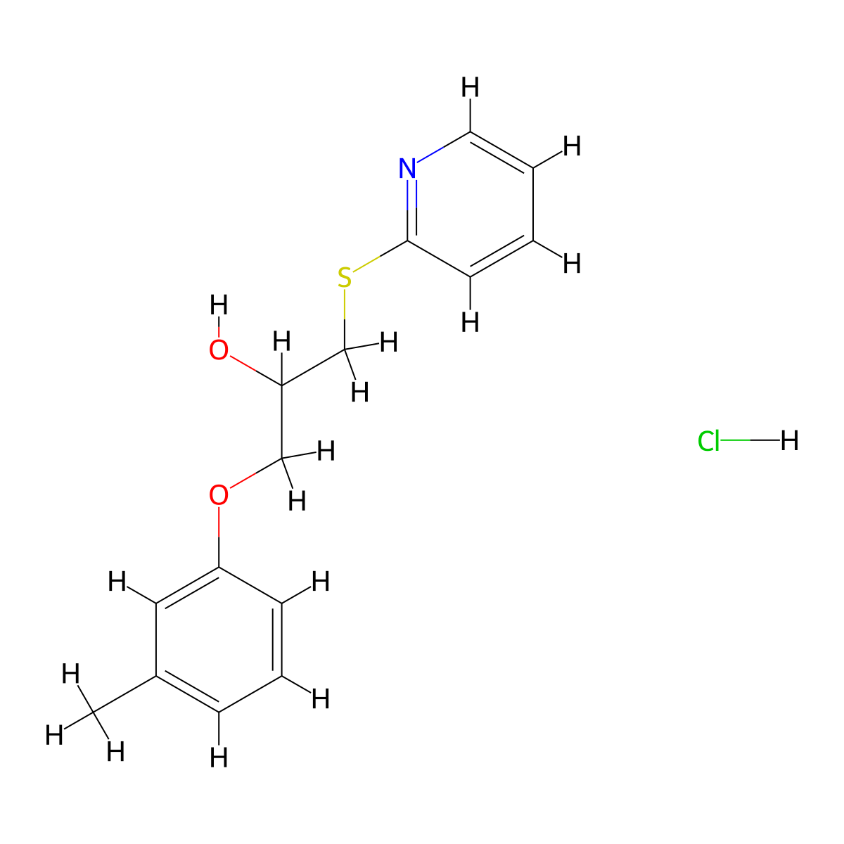 1-(Pyridin-2-ylthio)-3-(m-tolyloxy)propan-2-ol hydrochloride molecular structure, CAS 1331327-71-9