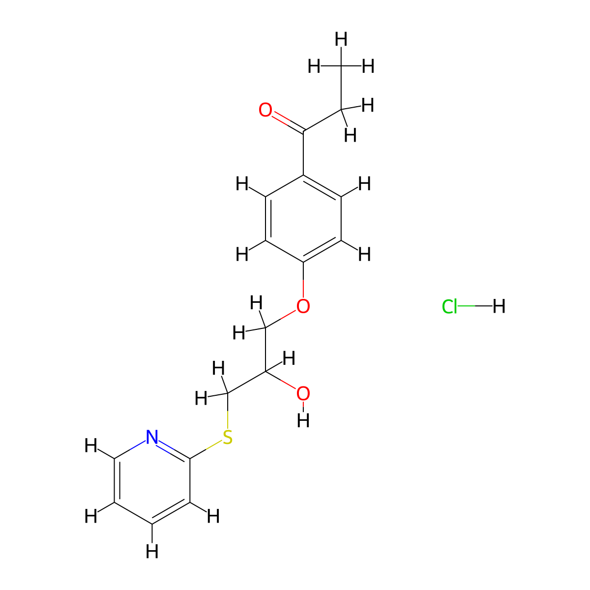 1-(4-(2-Hydroxy-3-(pyridin-2-ylthio)propoxy)phenyl)propan-1-one hydrochloride molecular structure, CAS 1331327-75-3