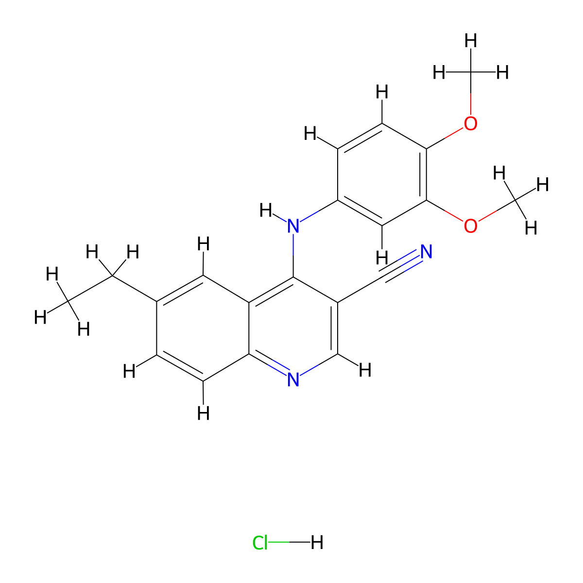 4-((3,4-Dimethoxyphenyl)amino)-6-ethylquinoline-3-carbonitrile hydrochloride molecular structure, CAS 1331327-95-7