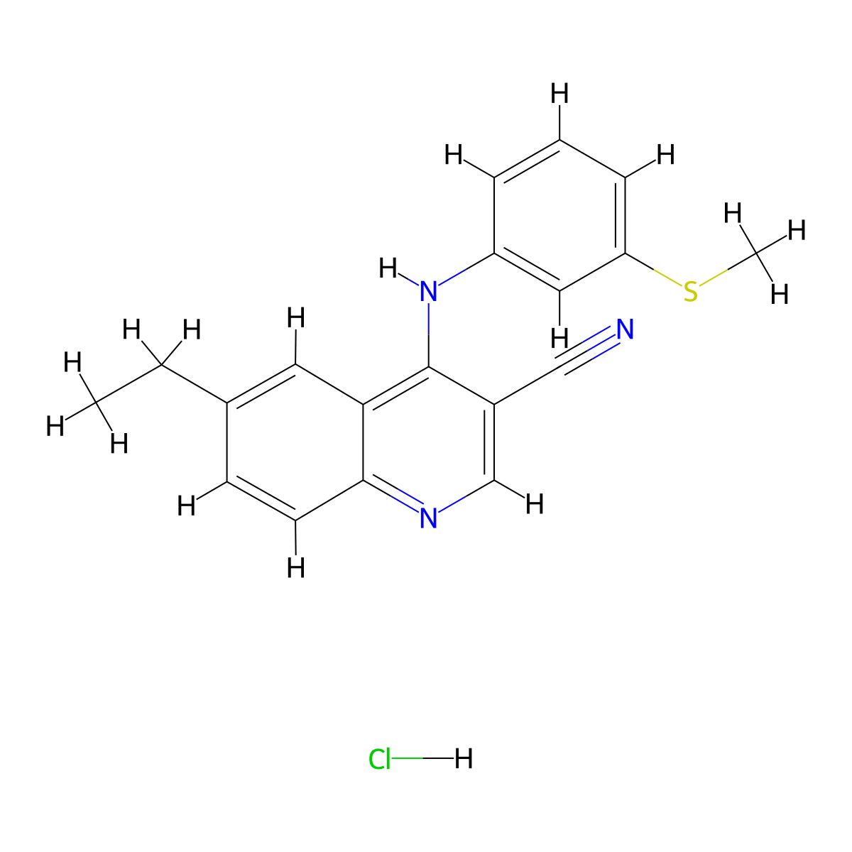6-Ethyl-4-((3-(methylthio)phenyl)amino)quinoline-3-carbonitrile hydrochloride molecular structure, CAS 1331329-89-5