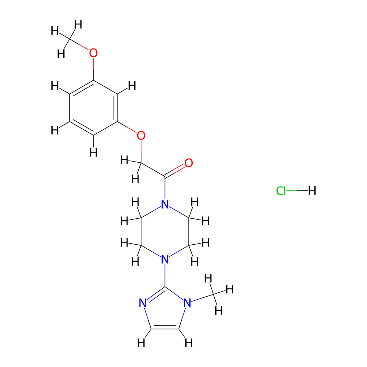 2-(3-methoxyphenoxy)-1-(4-(1-methyl-1H-imidazol-2-yl)piperazin-1-yl)ethanone hydrochloride molecular structure, CAS 1331332-92-3