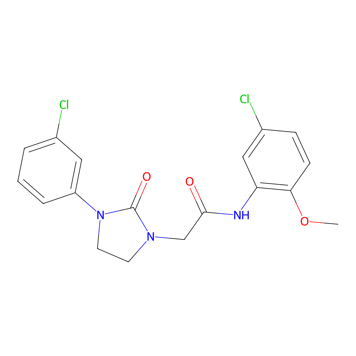 N-(5-chloro-2-methoxyphenyl)-2-[3-(3-chlorophenyl)-2-oxoimidazolidin-1-yl]acetamide molecular structure, CAS 1331341-16-2