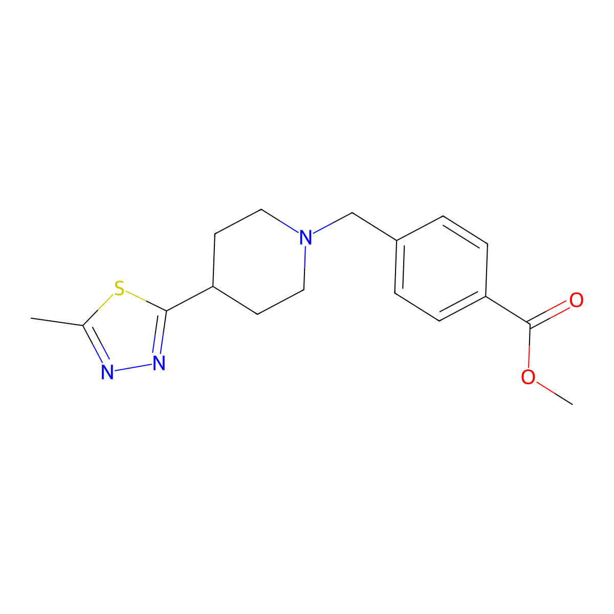 Methyl 4-{[4-(5-methyl-1,3,4-thiadiazol-2-yl)piperidin-1-yl]methyl}benzoate molecular structure, CAS 1331341-21-9