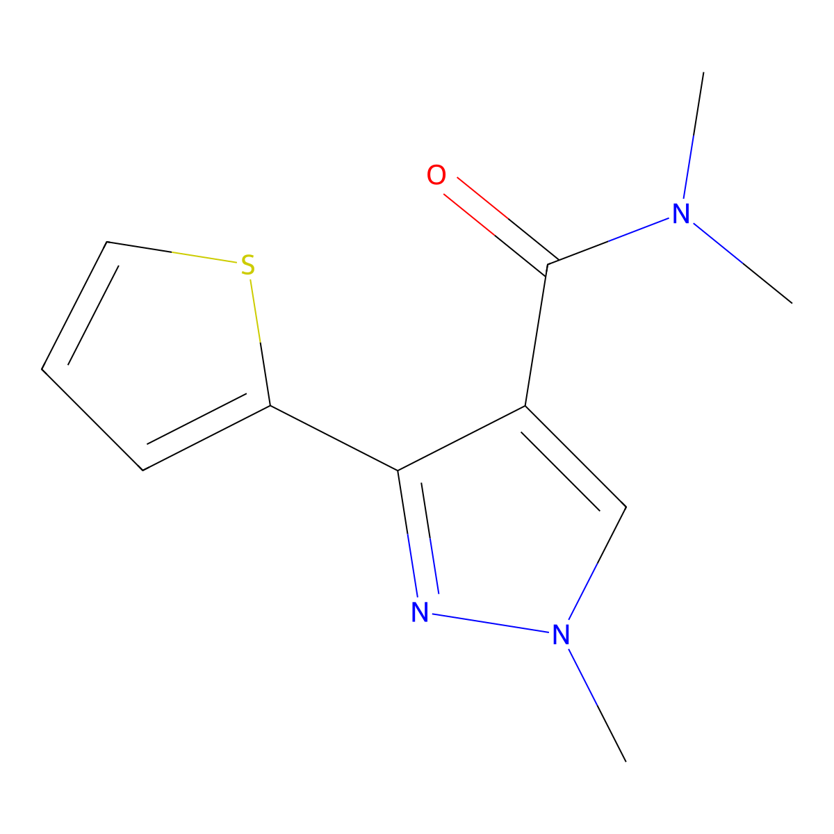 N,N,1-trimethyl-3-(thiophen-2-yl)-1H-pyrazole-4-carboxamide molecular structure, CAS 1331344-03-6
