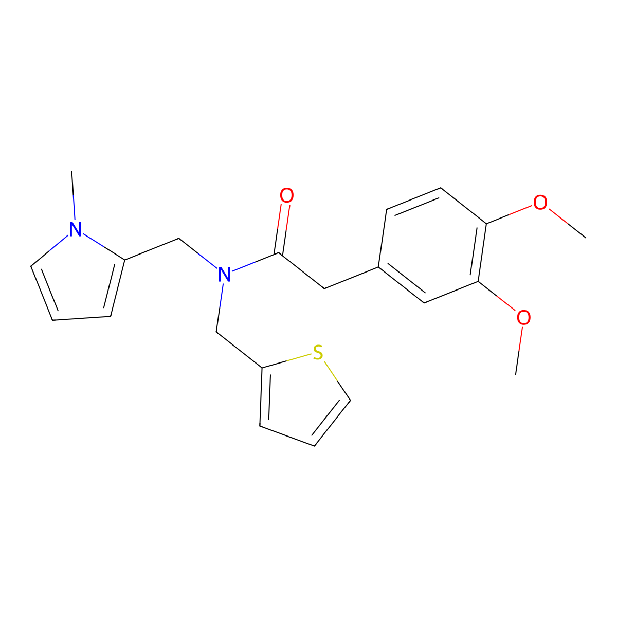 2-(3,4-dimethoxyphenyl)-N-((1-methyl-1H-pyrrol-2-yl)methyl)-N-(thiophen-2-ylmethyl)acetamide molecular structure, CAS 1331348-48-1