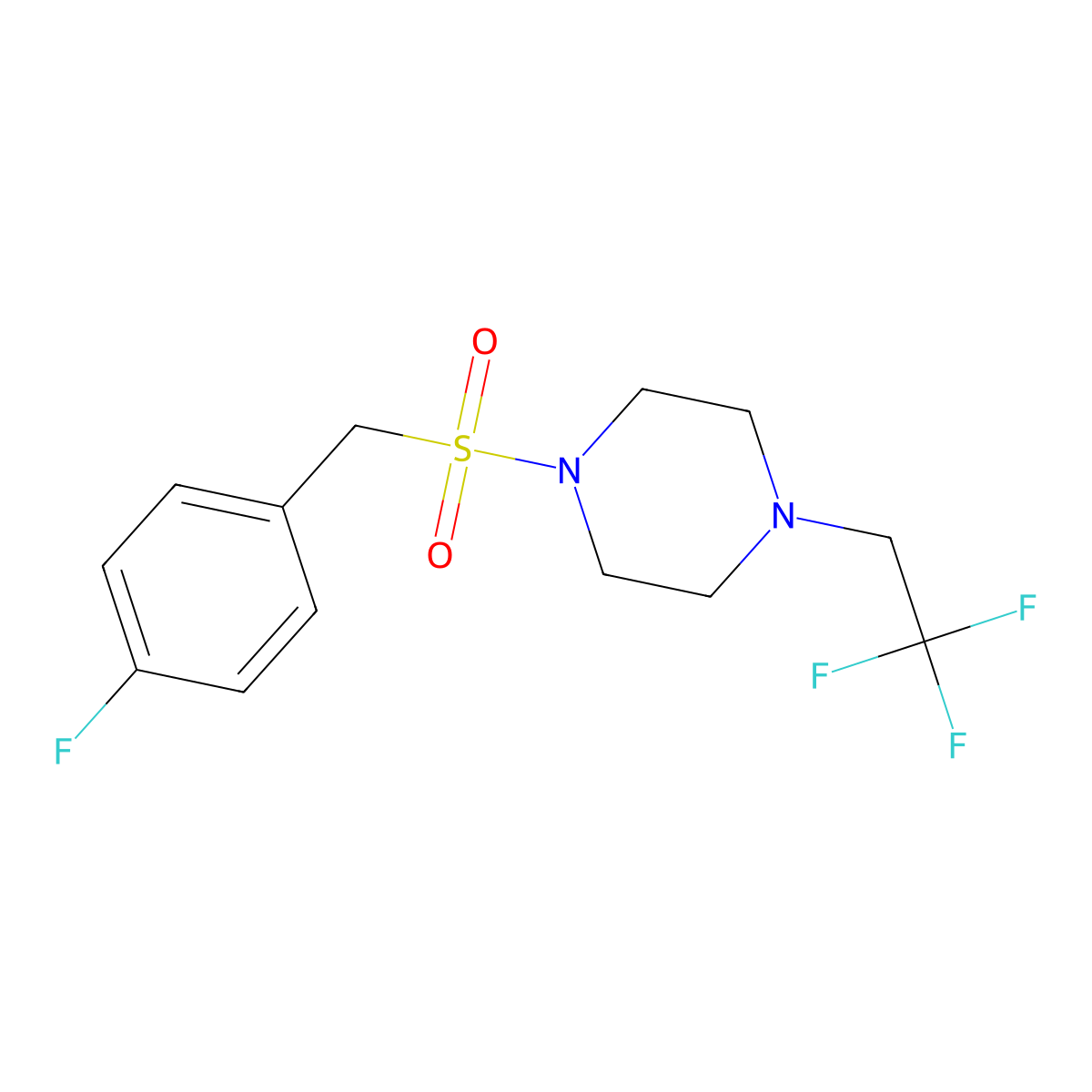 1-((4-Fluorobenzyl)sulfonyl)-4-(2,2,2-trifluoroethyl)piperazine molecular structure, CAS 1331352-92-1