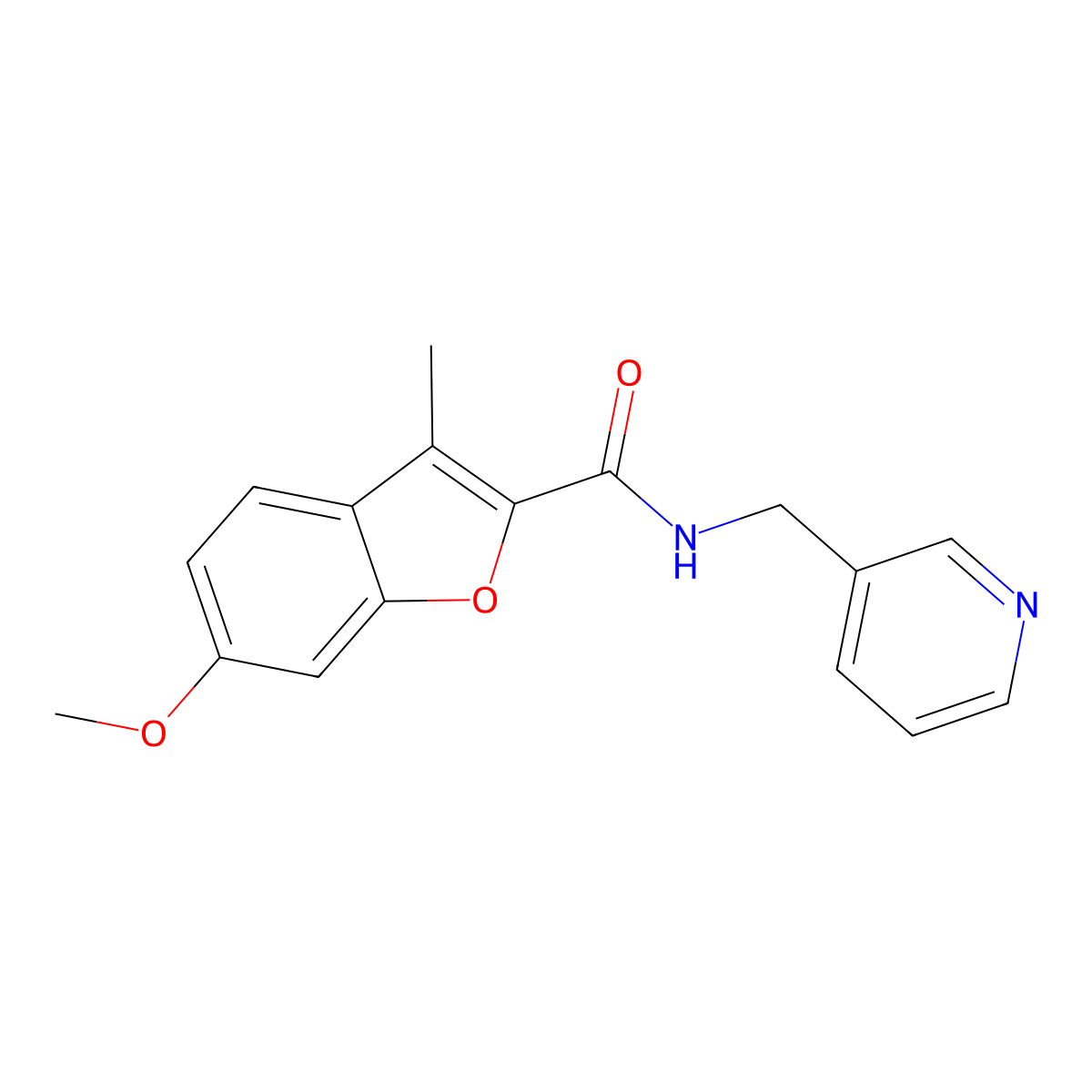 6-methoxy-3-methyl-N-(pyridin-3-ylmethyl)benzofuran-2-carboxamide molecular structure, CAS 1331352-98-7
