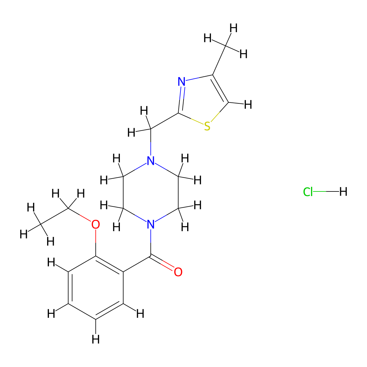(2-Ethoxyphenyl)(4-((4-methylthiazol-2-yl)methyl)piperazin-1-yl)methanone hydrochloride molecular structure, CAS 1331355-67-9