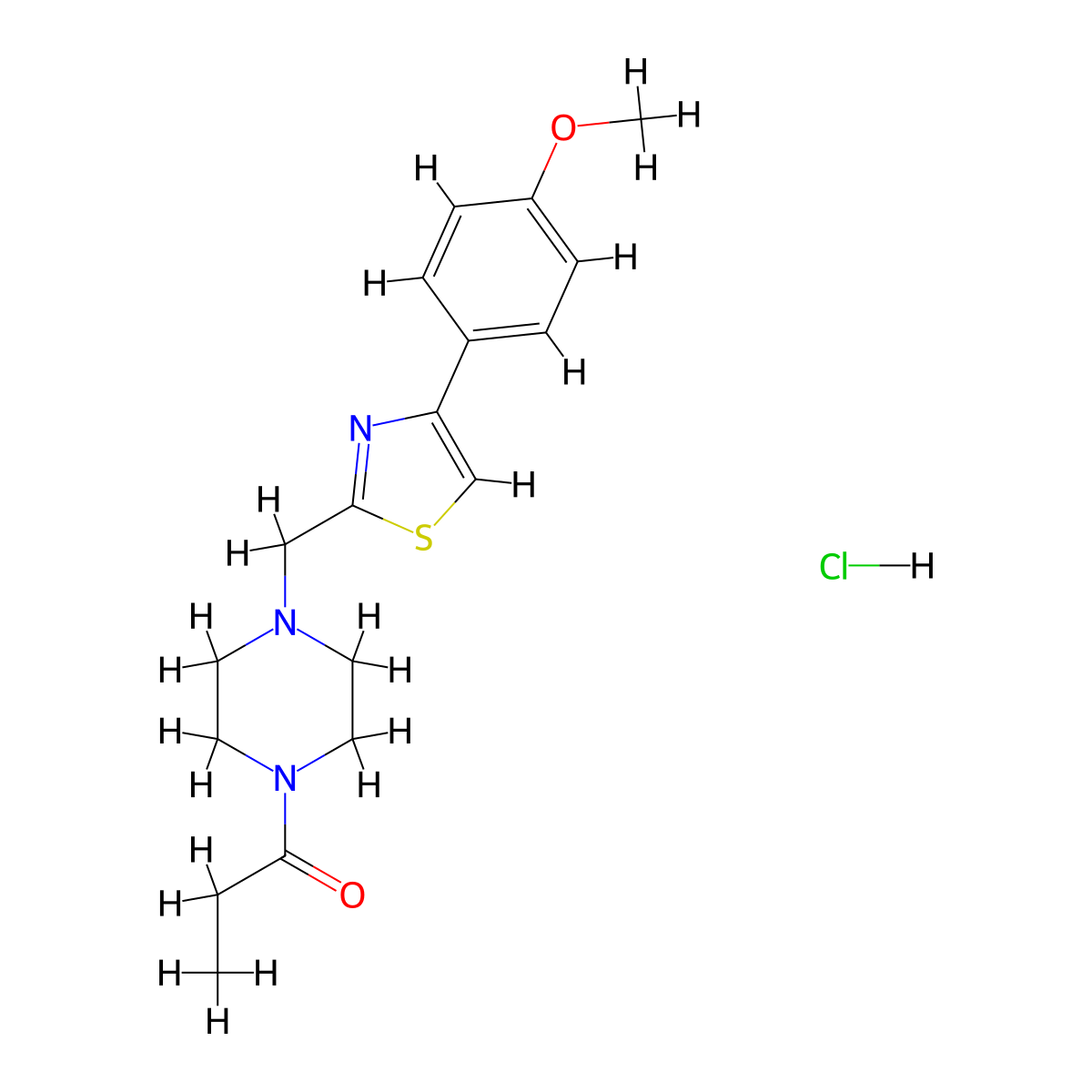 1-(4-((4-(4-Methoxyphenyl)thiazol-2-yl)methyl)piperazin-1-yl)propan-1-one hydrochloride molecular structure, CAS 1331356-27-4