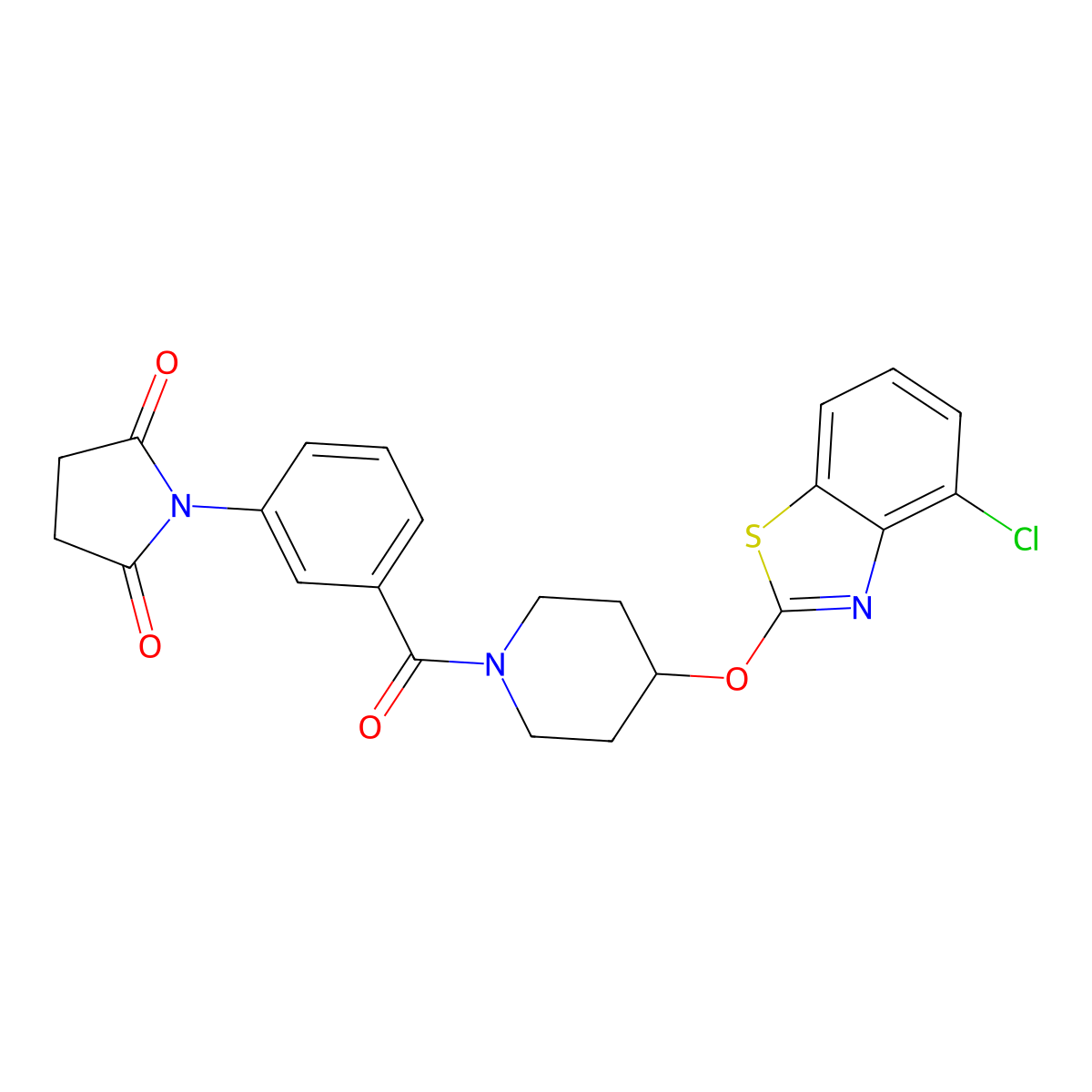 1-(3-(4-((4-Chlorobenzo[d]thiazol-2-yl)oxy)piperidine-1-carbonyl)phenyl)pyrrolidine-2,5-dione molecular structure, CAS 1331359-76-2
